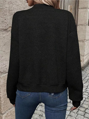 Textured Knit Zip-up Jacket in Green