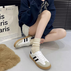 Black with Round Toe Lace Up Sneakers in Black