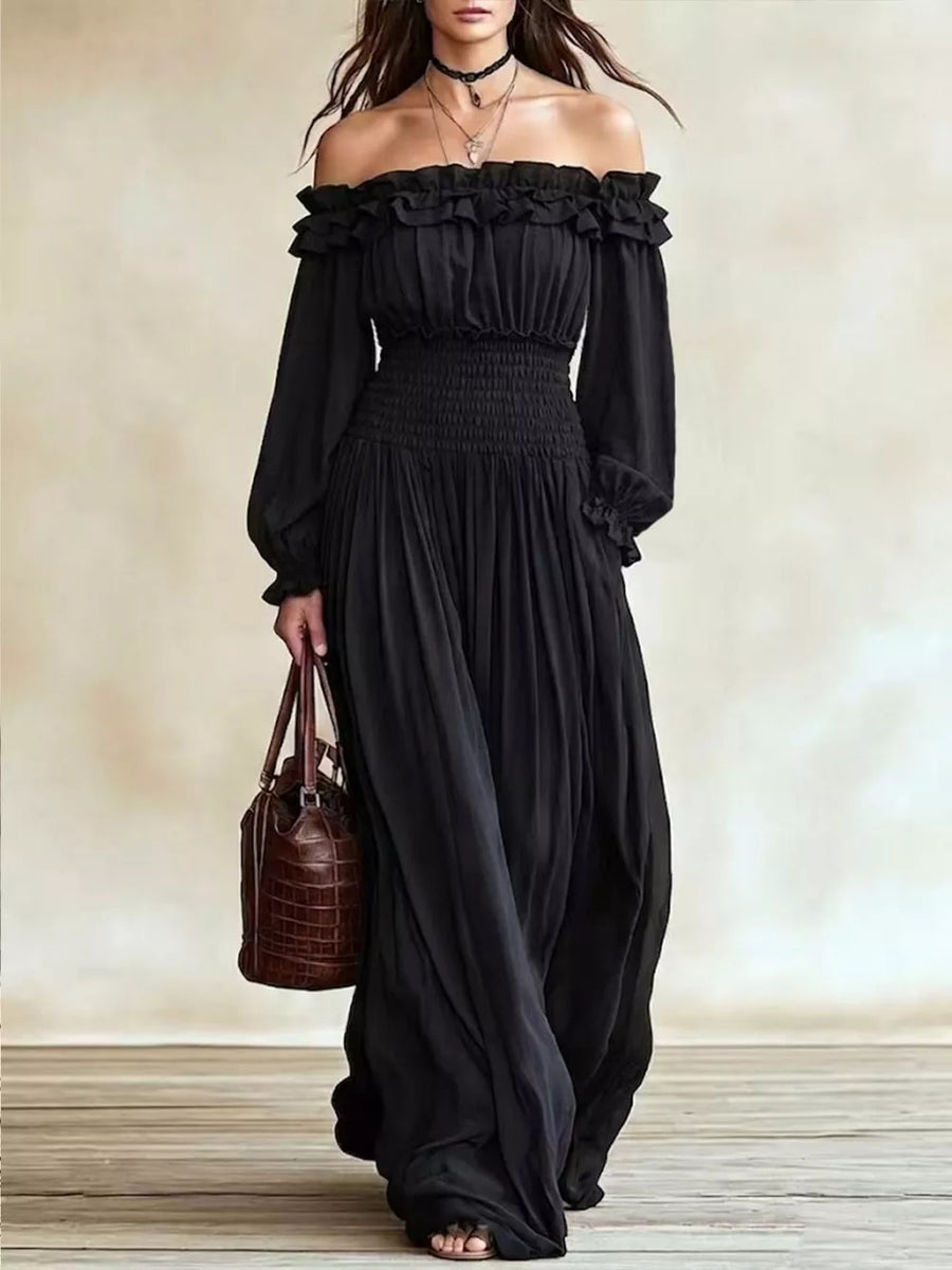 Black maxi dress with maxi and pullover