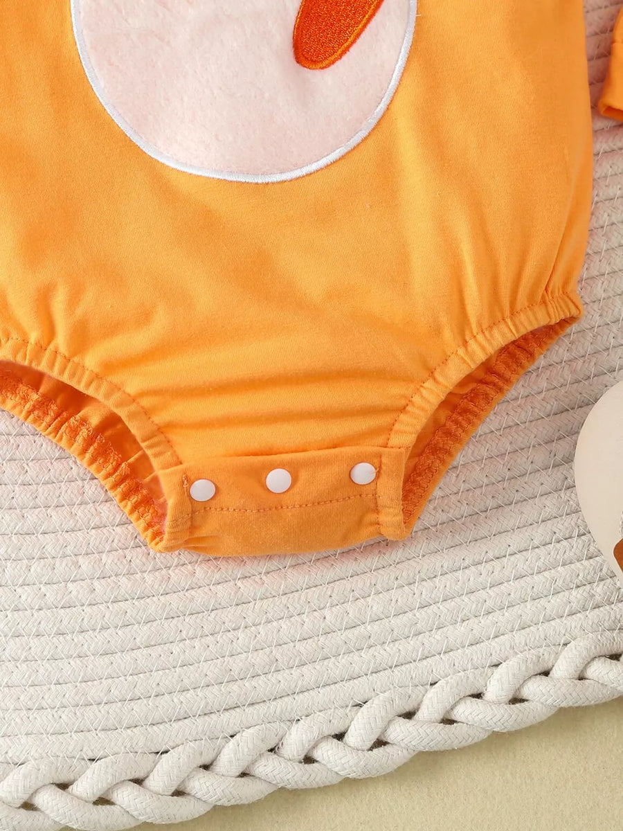 Children's Carrot Embroidered Round Neck One-piece & Hat Set option 5