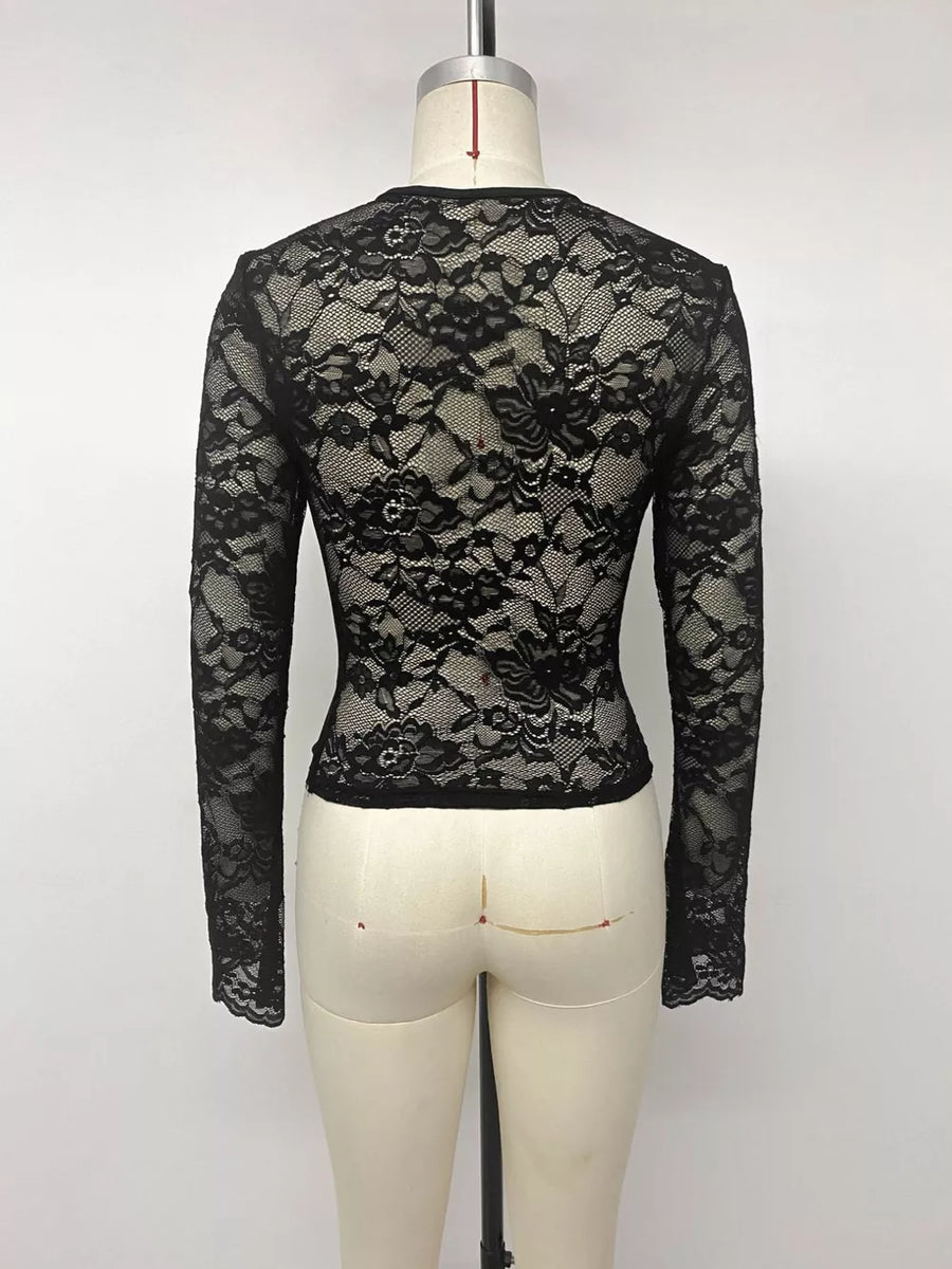 Lace Sleeve Square Neck Top option 9