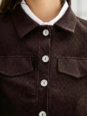 Brown boxy matching set with collared