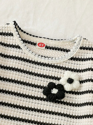 Children's Striped Round Neck Top And Shorts Set in this colorway