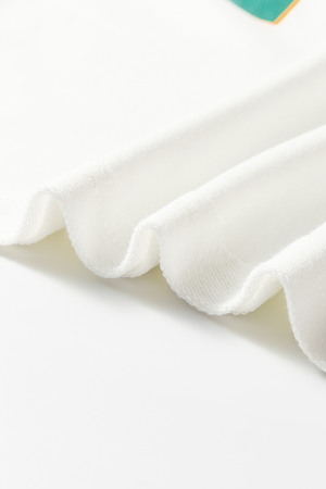 White Varsity-Inspired Raglan Sleeve Sweatshirt