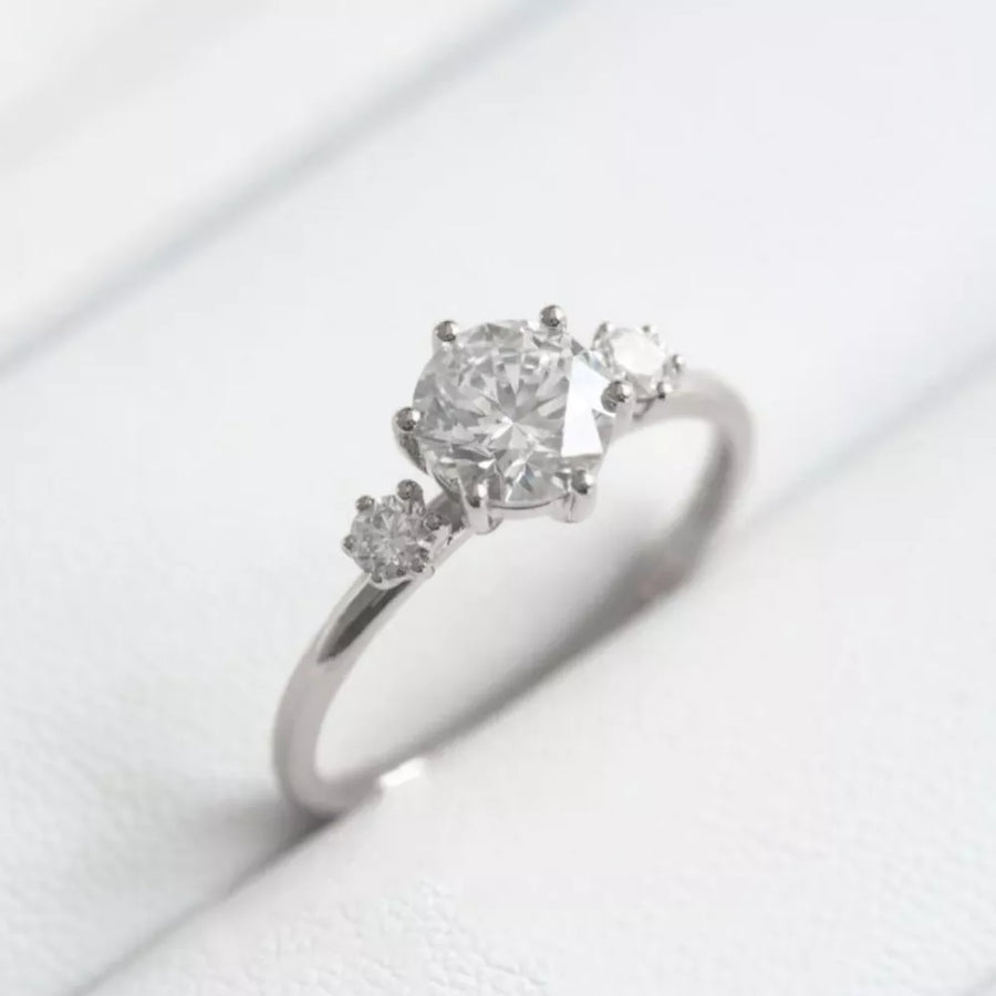 925 Sterling Silver Moissanite Adjustable Ring in silver with adjustable