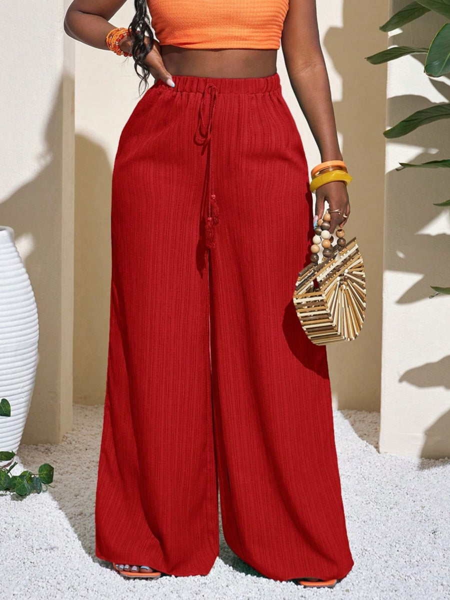 wide-leg pants in yellow