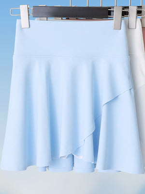 High-Waisted Flared Athletic Skirt in Gray - Leg-Lengthening with high-waisted