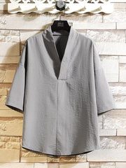 Sage kimono shirt with hip-length and pullover