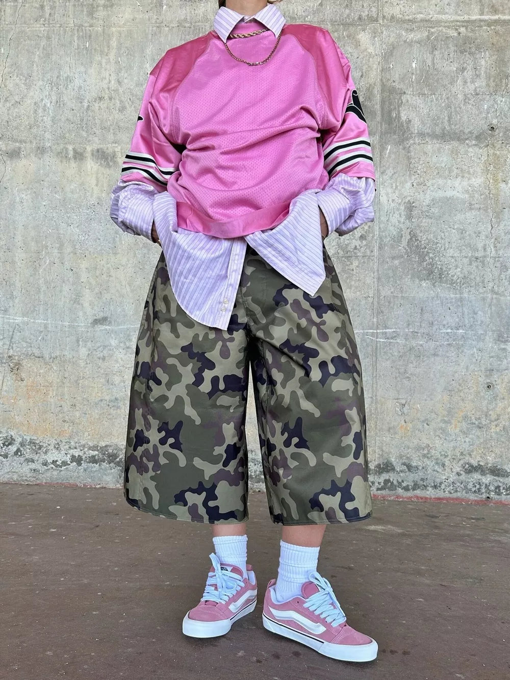 Camouflage Wide-leg Cropped Pants option 5