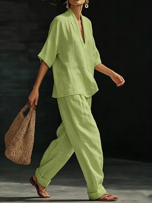 Apricot pajama set with hip-length, full-length and pullover