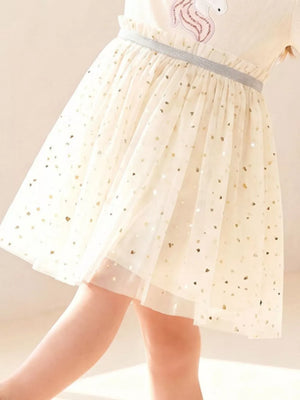 Cream A-line dress with knee-length and pullover