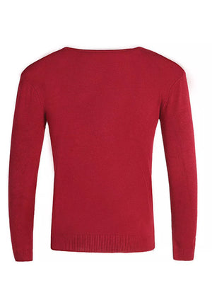 Men's Plus Size Solid Color Long Sleeve Knit Top in Navy
