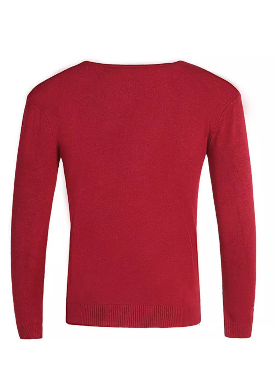 Men's Plus Size Solid Color Long Sleeve Knit Top in Navy