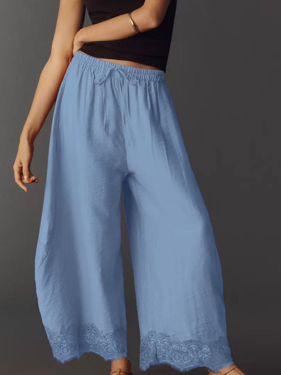 100% polyester Care instructions: Machine wash cold wide-leg pants in Yellow with loose silhouette