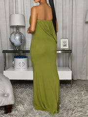 Black maxi dress with asymmetrical and sleeveless