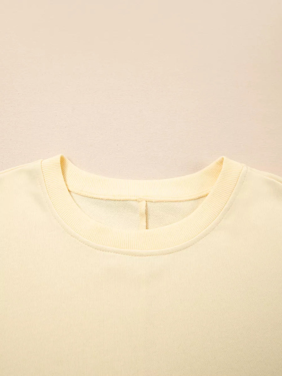 1 Faux Two Piece Patchwork Sweatshirt in Beige, 2 In 1 Faux Two Piece Patchwork Sweatshirt in 1 Faux Two Piece Patchwork
