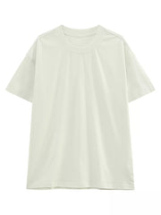 Classic relaxed fit men's cotton t-shirt in cream with crew neck and short sleeves.