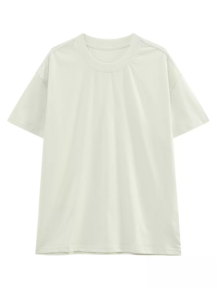 Classic relaxed fit men's cotton t-shirt in cream with crew neck and short sleeves.