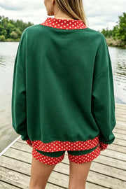 athleisure lounge set in emerald green with crew neck