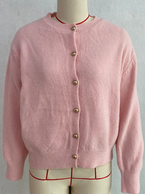 Classic Button-Down Knit Cardigan in Dark Gray with buttoned