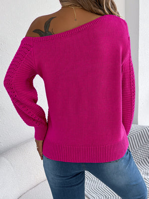 White pullover sweater with hip-length and pullover