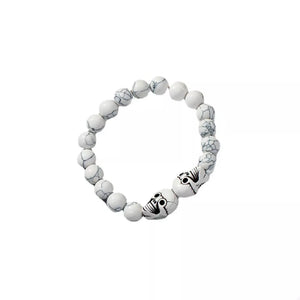 bracelet in White with skull motif and beaded