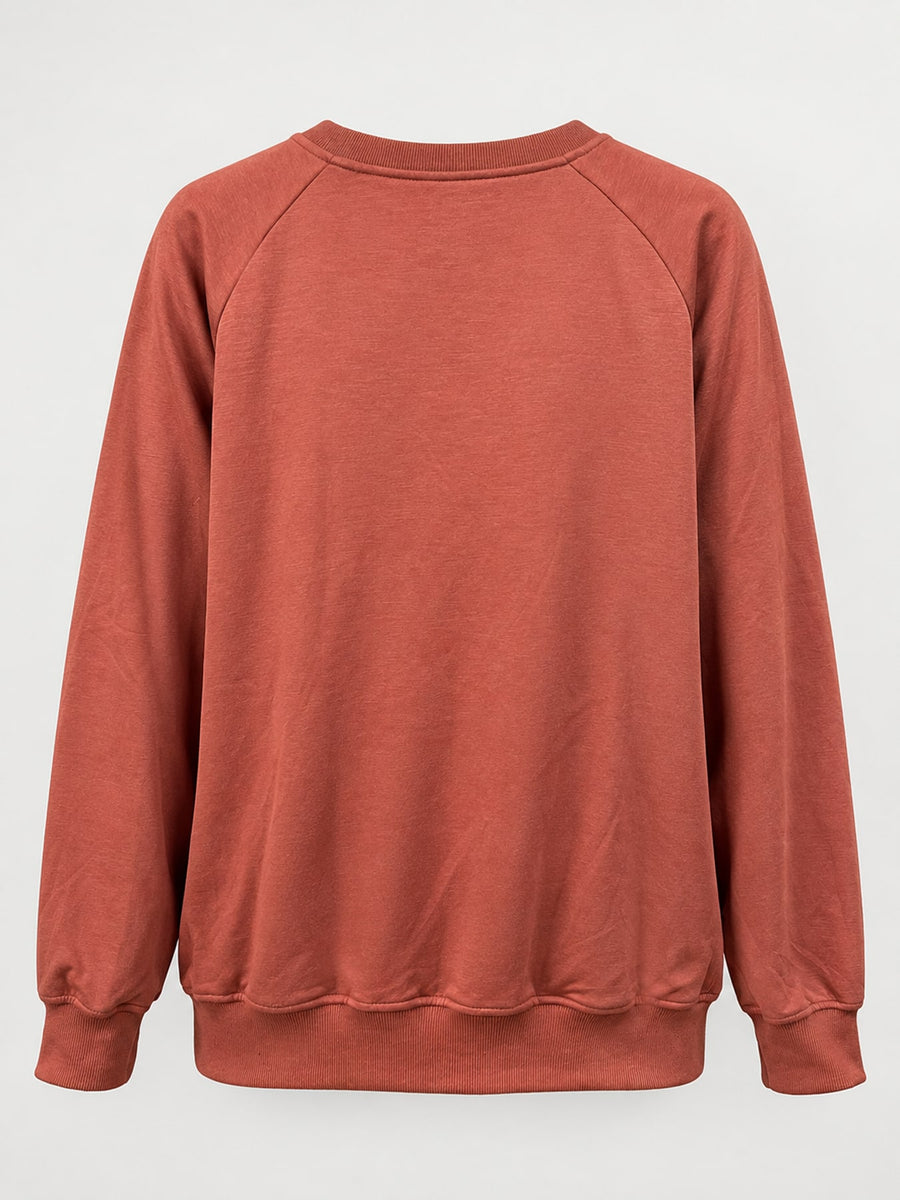 sweatshirt in Dark Brown with crew neck and raglan sleeve