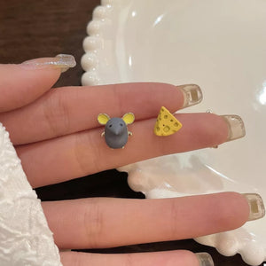 earrings in yellow with novelty and asymmetrical design