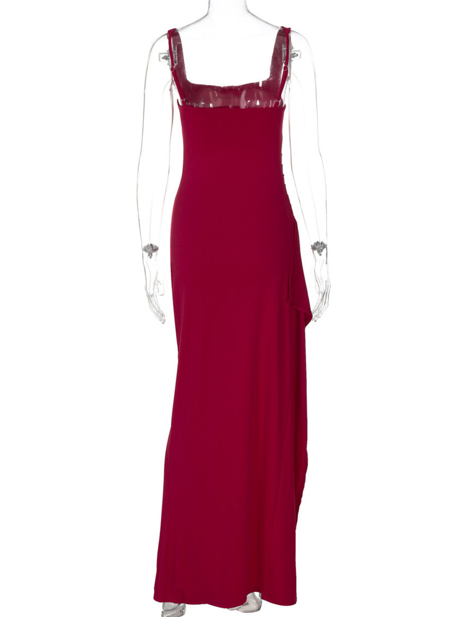 100% polyester Care instructions: Machine wash cold maxi dress in Yellow with fitted silhouette