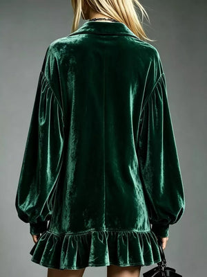 Dark Green mini dress with mini and pullover