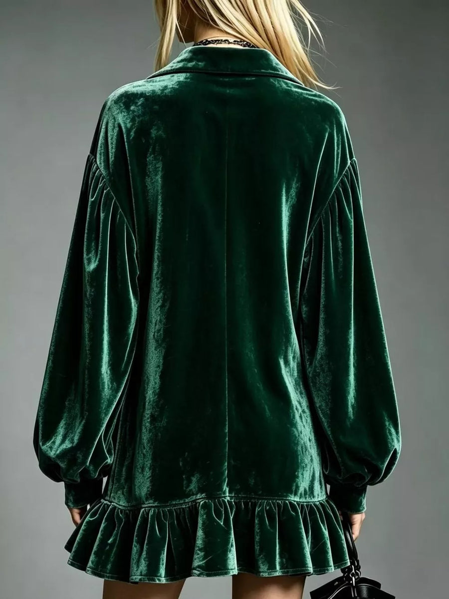 Dark Green mini dress with mini and pullover
