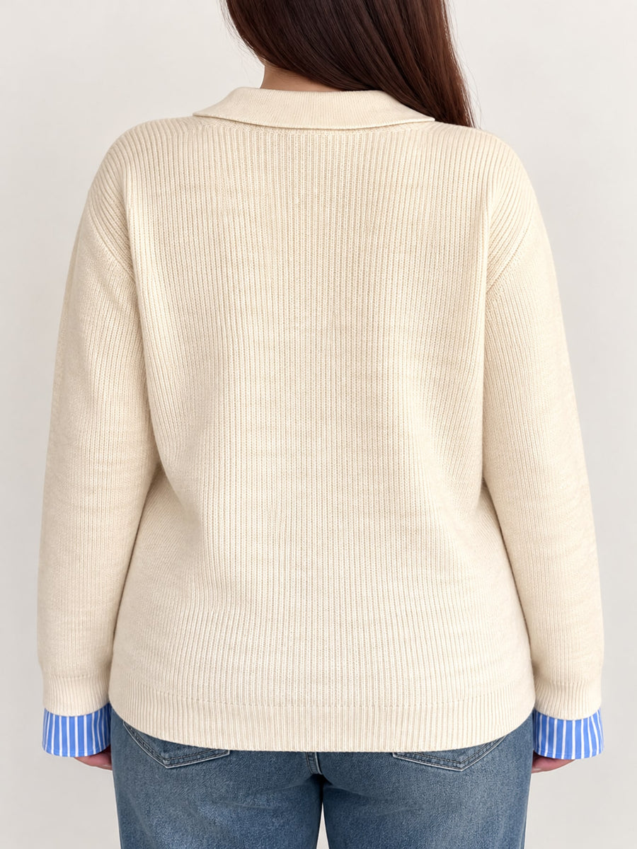 mustard regular pullover sweater with collared
