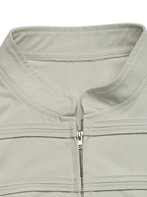 ivory jacket with shoulder epaulets and long sleeve
