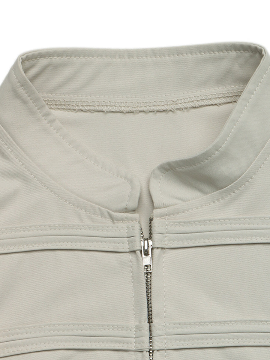 ivory jacket with shoulder epaulets and long sleeve
