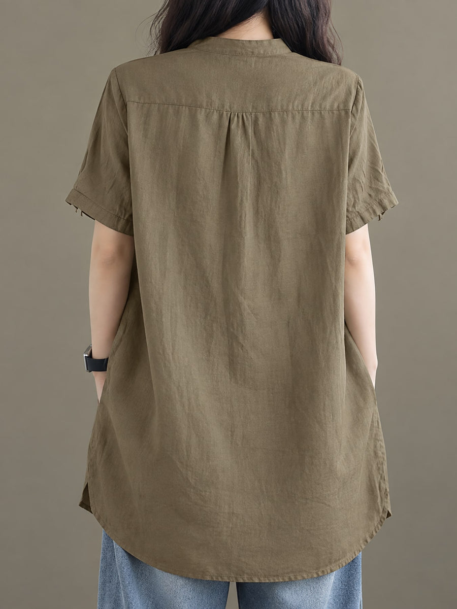 boho blouse in olive green with collared