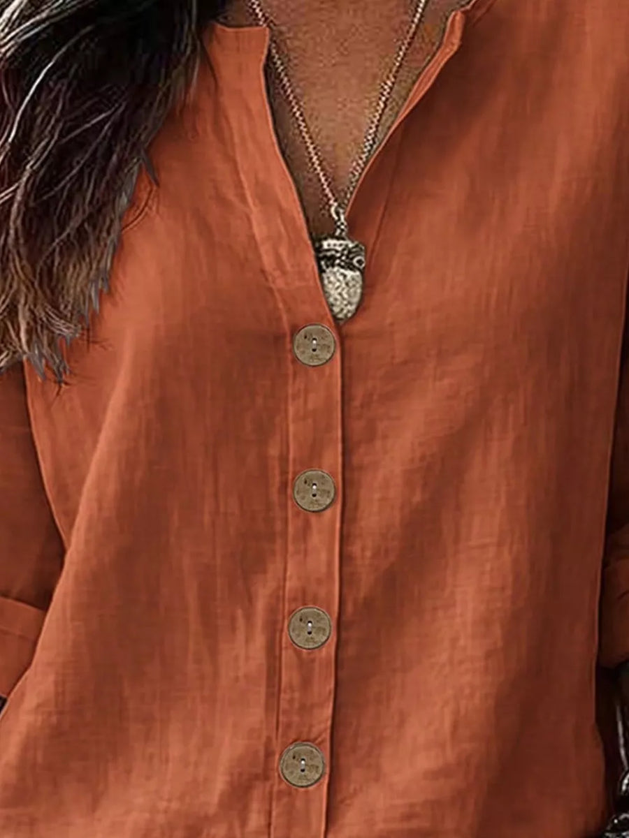 Black Linen Long-sleeve Top