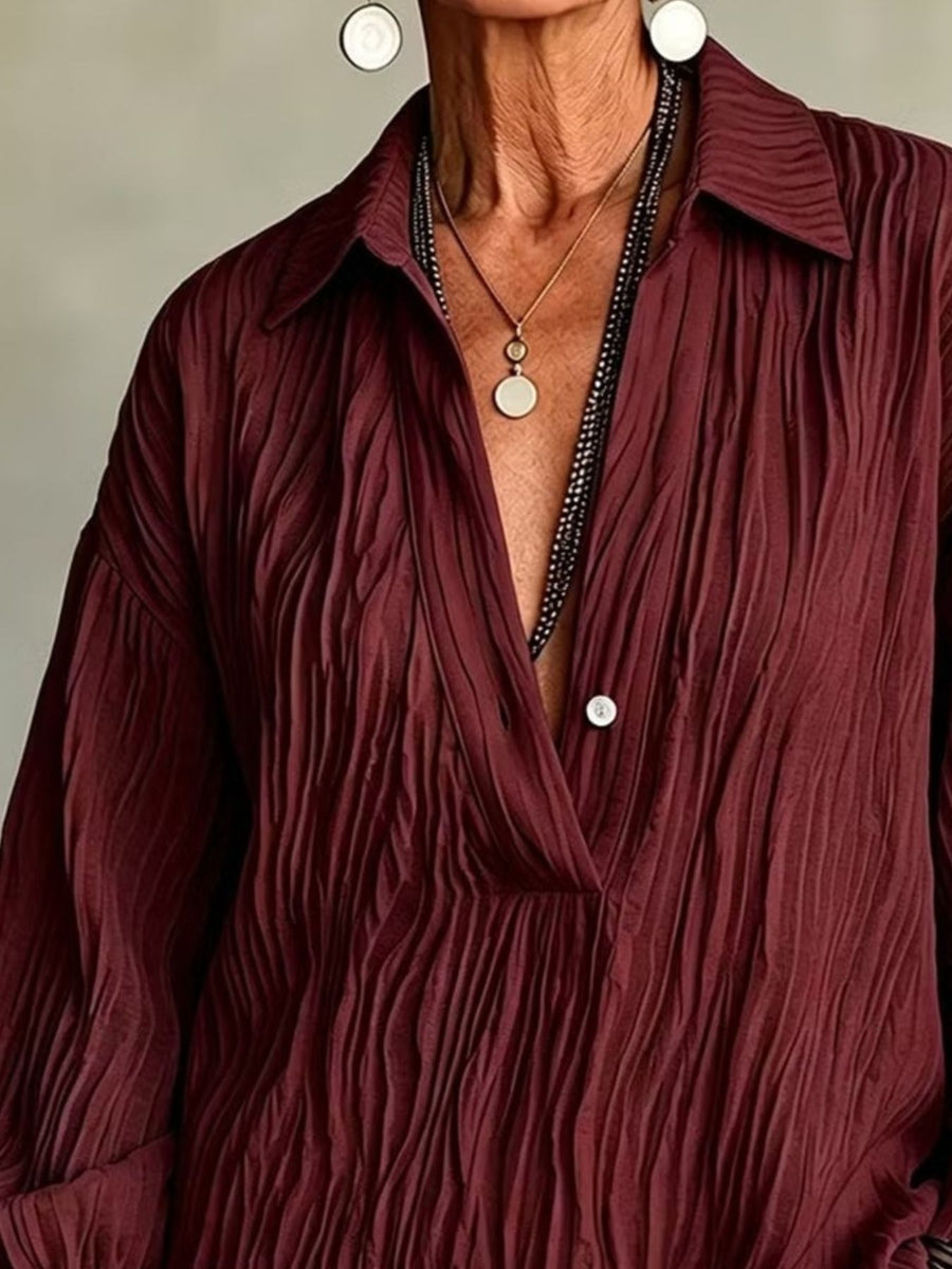 Pink blouse with stretch and bishop sleeve