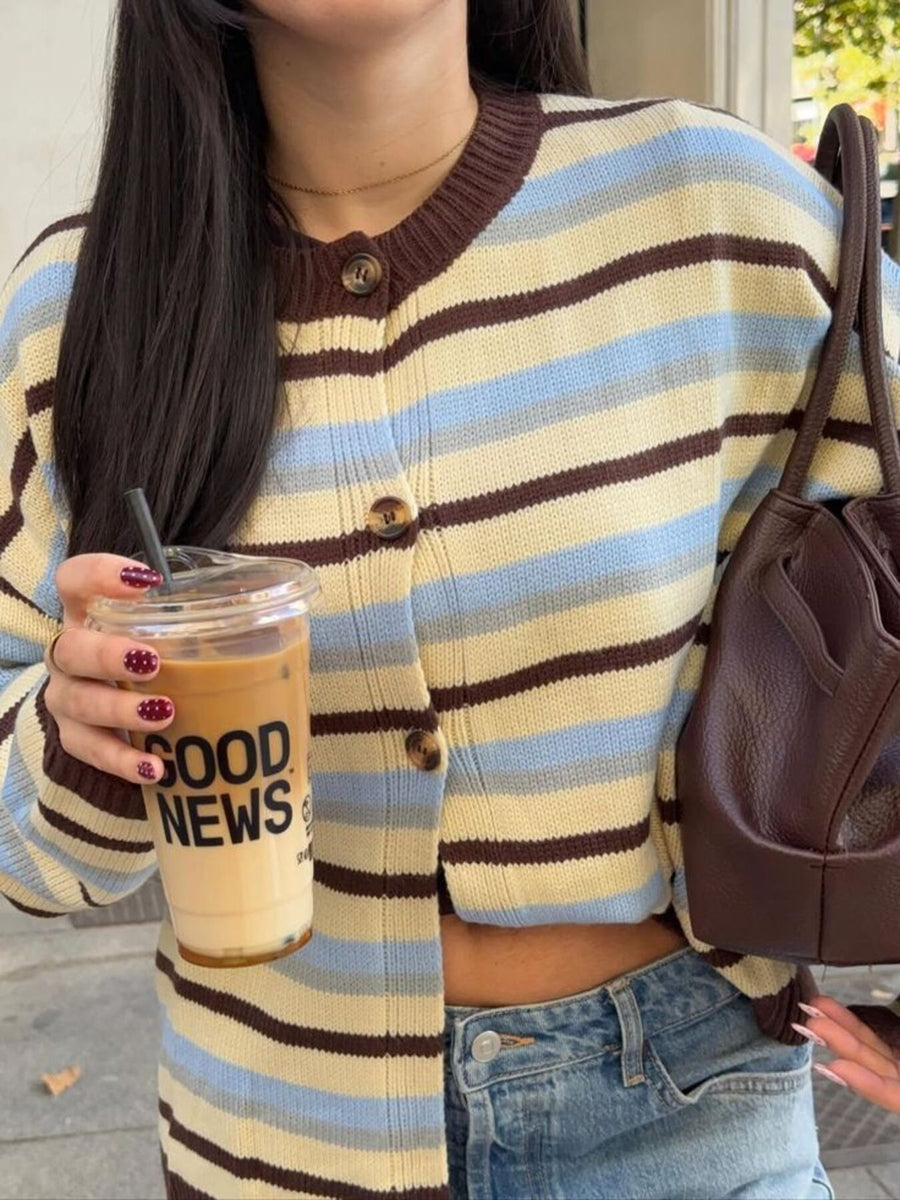 dark brown cardigan with stretch and long sleeve