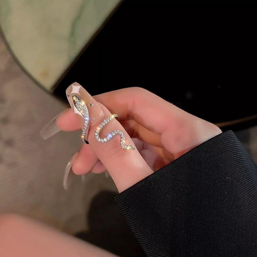 clear ring featuring adjustable and snake