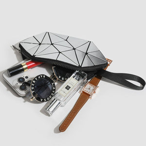 silver clutch with small and zip-front