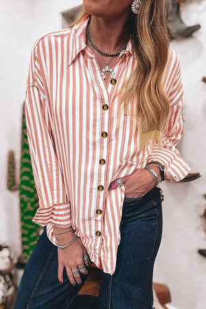 Stripe Western Button Down Long Sleeve Shirt option 3