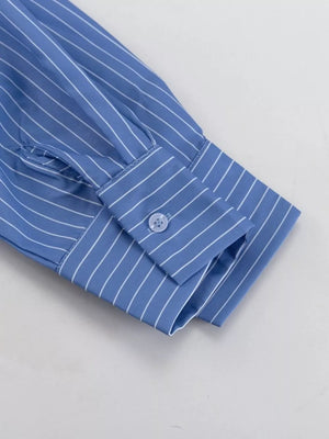 Striped Buttoned Shirt And Mini Skirt Set option 7