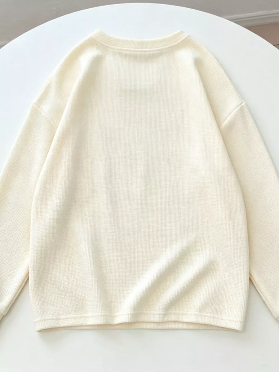 Crew Neck Long Sleeve Sweatshirt in Blue