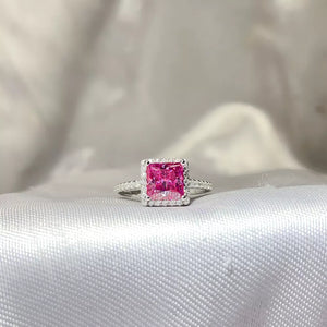 Radiant Cut 925 Sterling Silver Moissanite Ring in this colorway