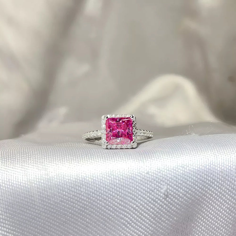Radiant Cut 925 Sterling Silver Moissanite Ring in this colorway