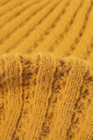 Mustard Textured Ribbed Knit Beanie
