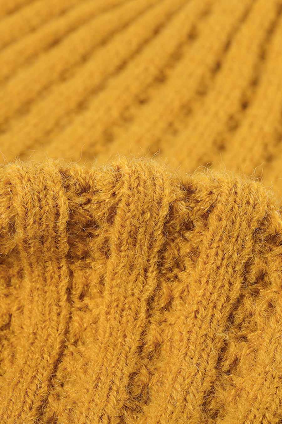 Mustard Textured Ribbed Knit Beanie
