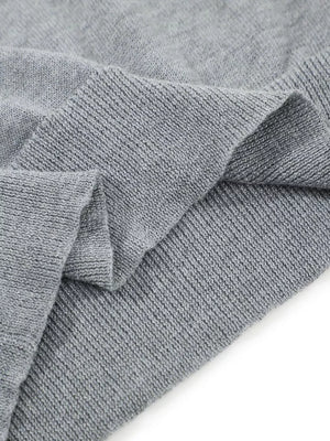 Gray knit fabric with ribbed texture