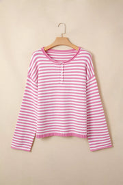 classic pullover sweater in white with henley