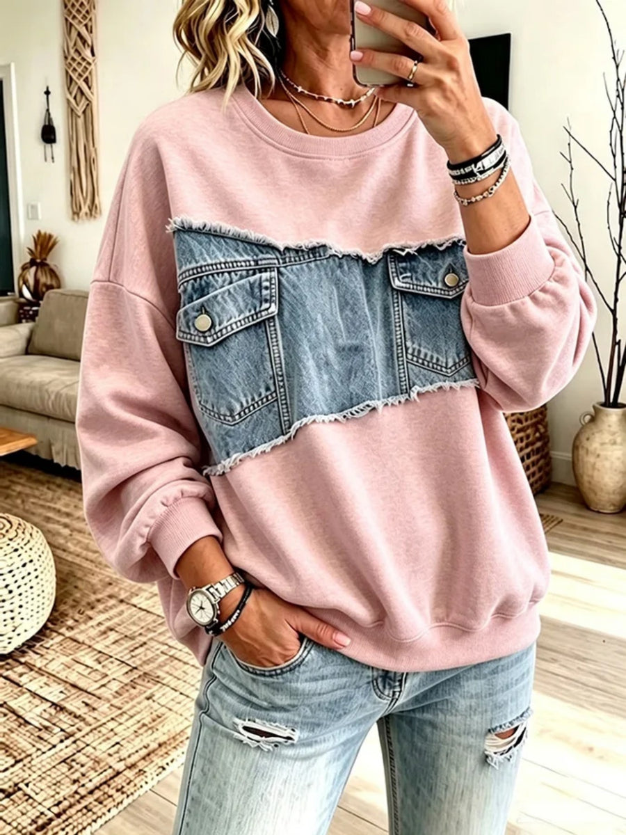 100% polyester Care instructions: Machine wash cold sweatshirt in Light Gray with oversized silhouette